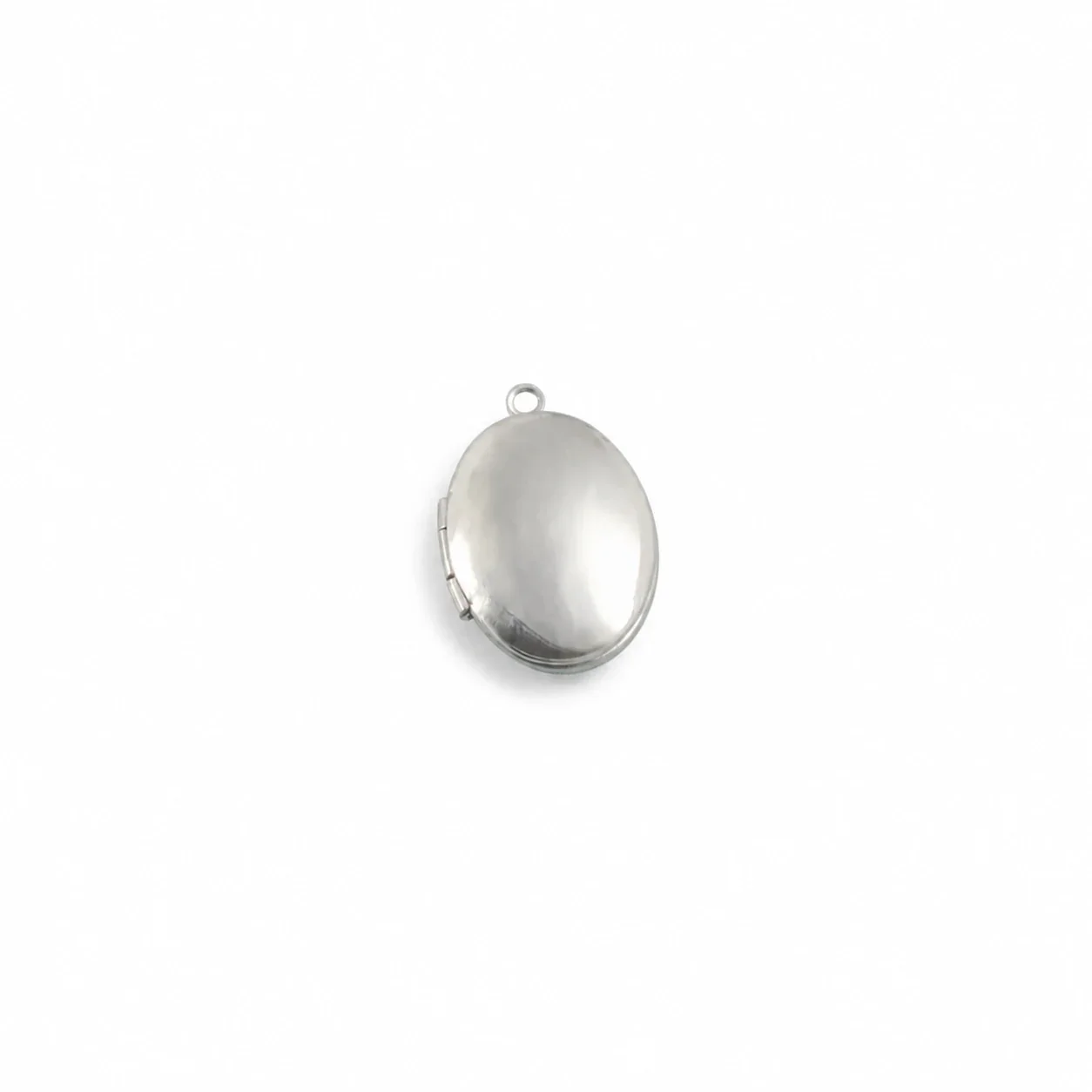 Polished 316 Stainless Steel Oval Locket Pendant - Silver Smooth x mm