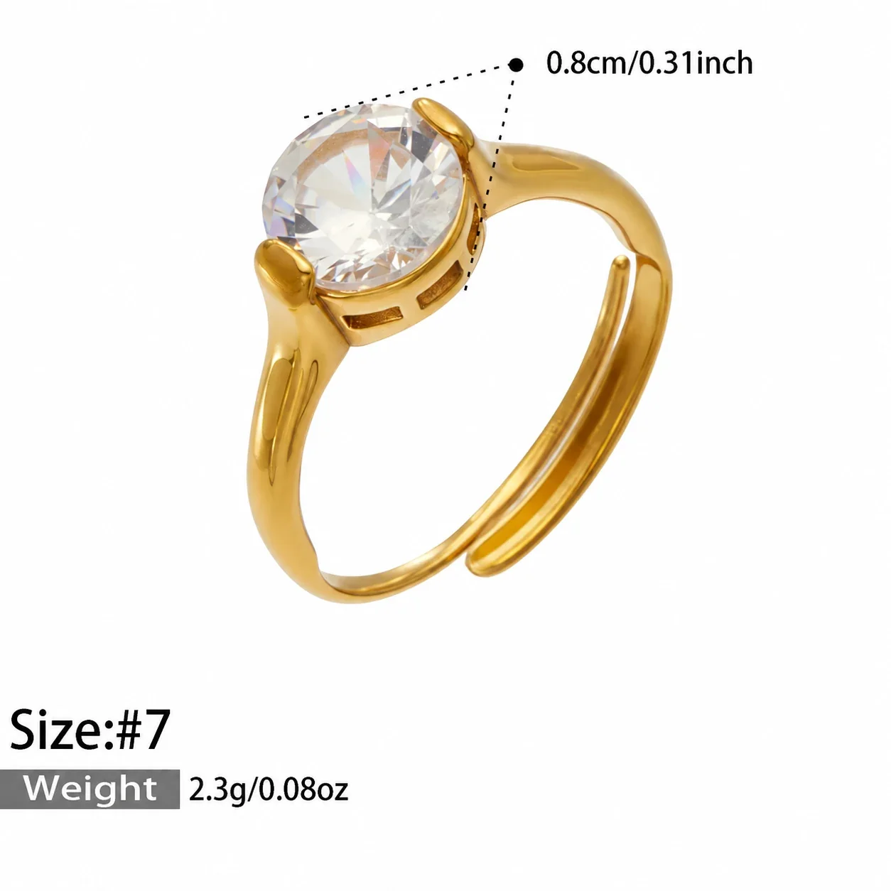 Ring: Verstelbare marquise-CZ met gespleten ringband, 18K verguld productfoto
