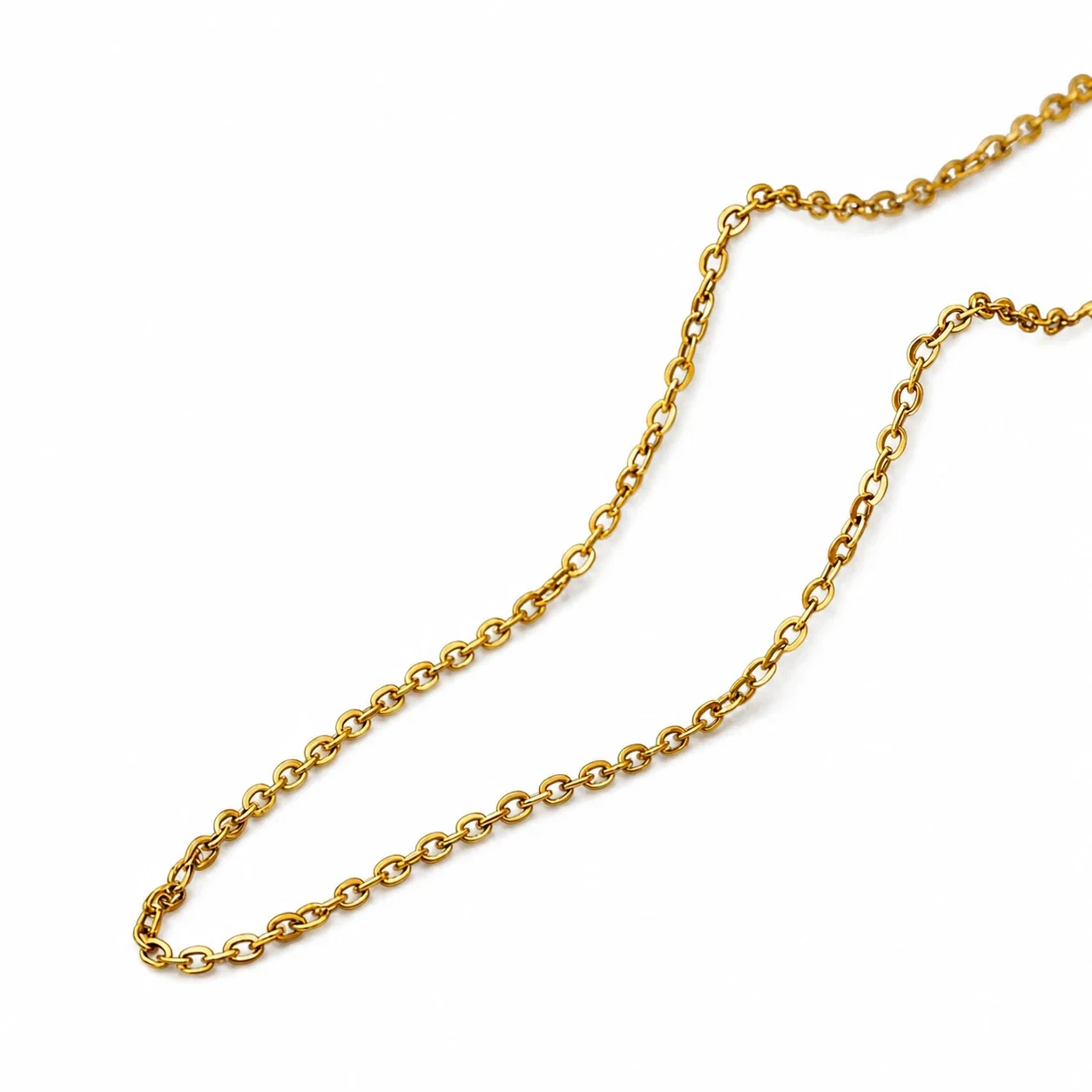 Refined Gold-Plated Stainless Steel Oval Rolo Chain Necklace