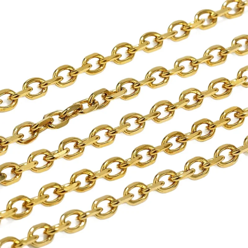 Refined Gold-Plated Stainless Steel Oval Rolo Chain Necklace