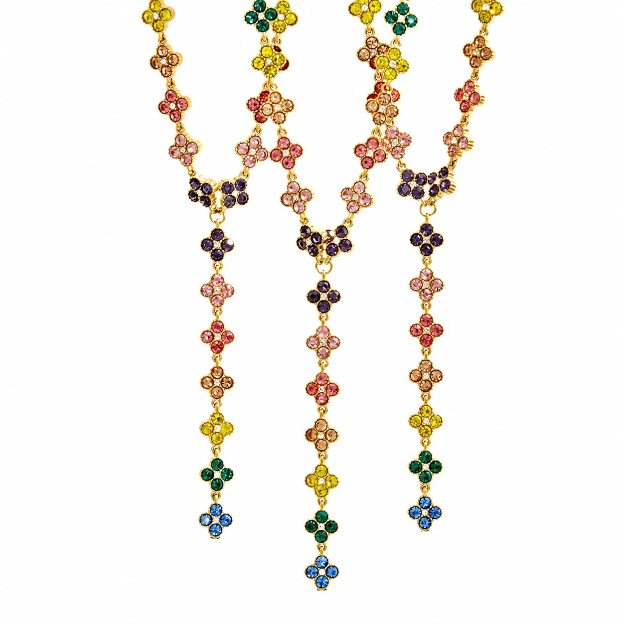 Produktfoto: Vivid 316L Edelstahl Halskette mit Blumen-Y-Anhänger, 18K vergoldet - PVD