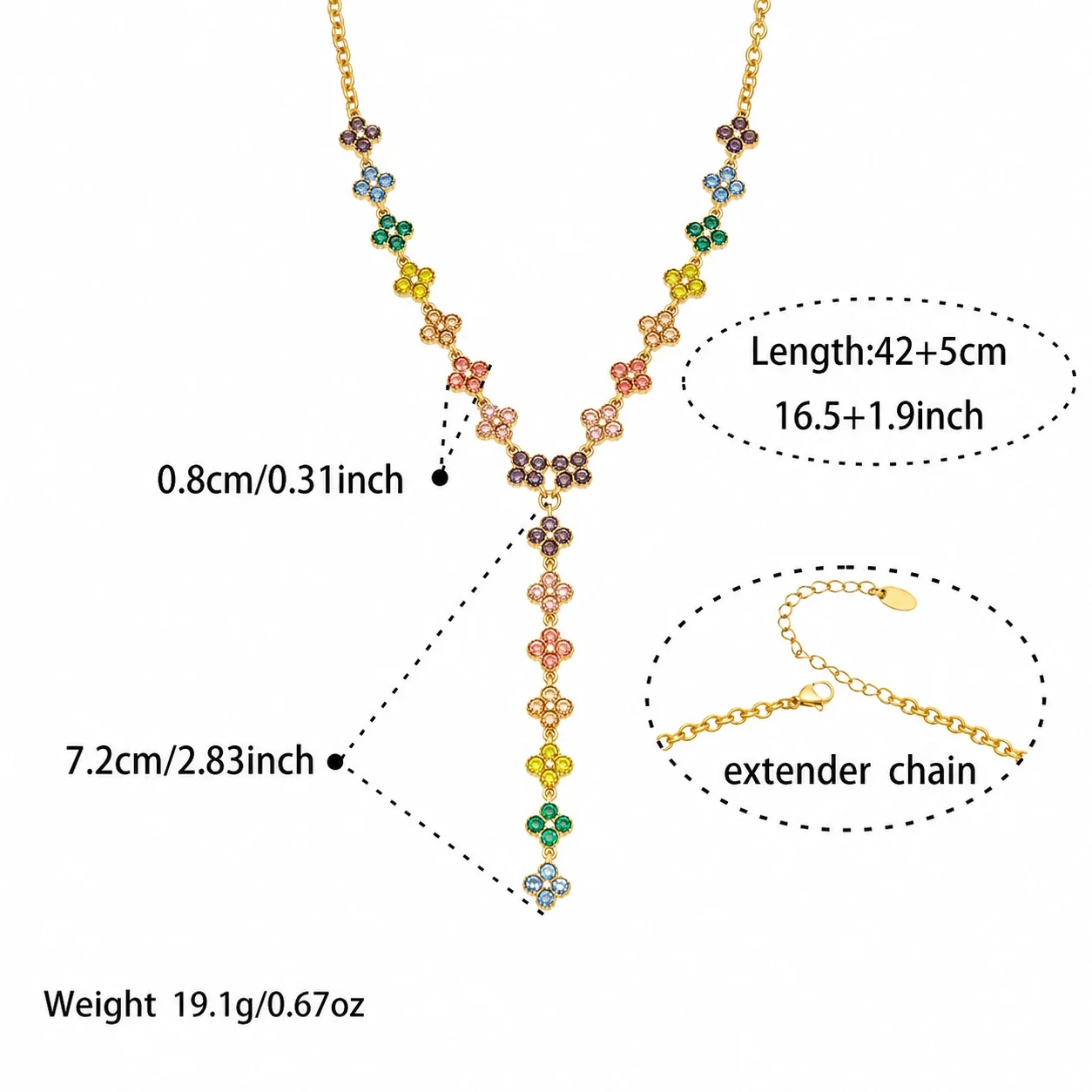 Produktfoto: Vivid 316L Edelstahl Halskette mit Blumen-Y-Anhänger, 18K vergoldet - PVD