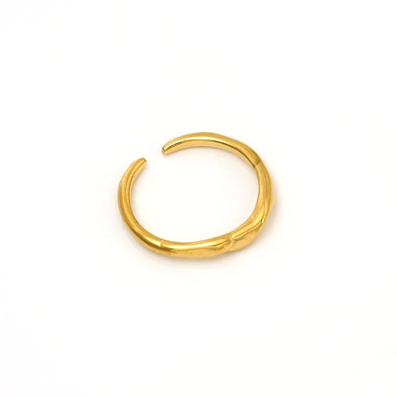 Sculptural 18K Gold-Plated Hammered Open Cuff Ring