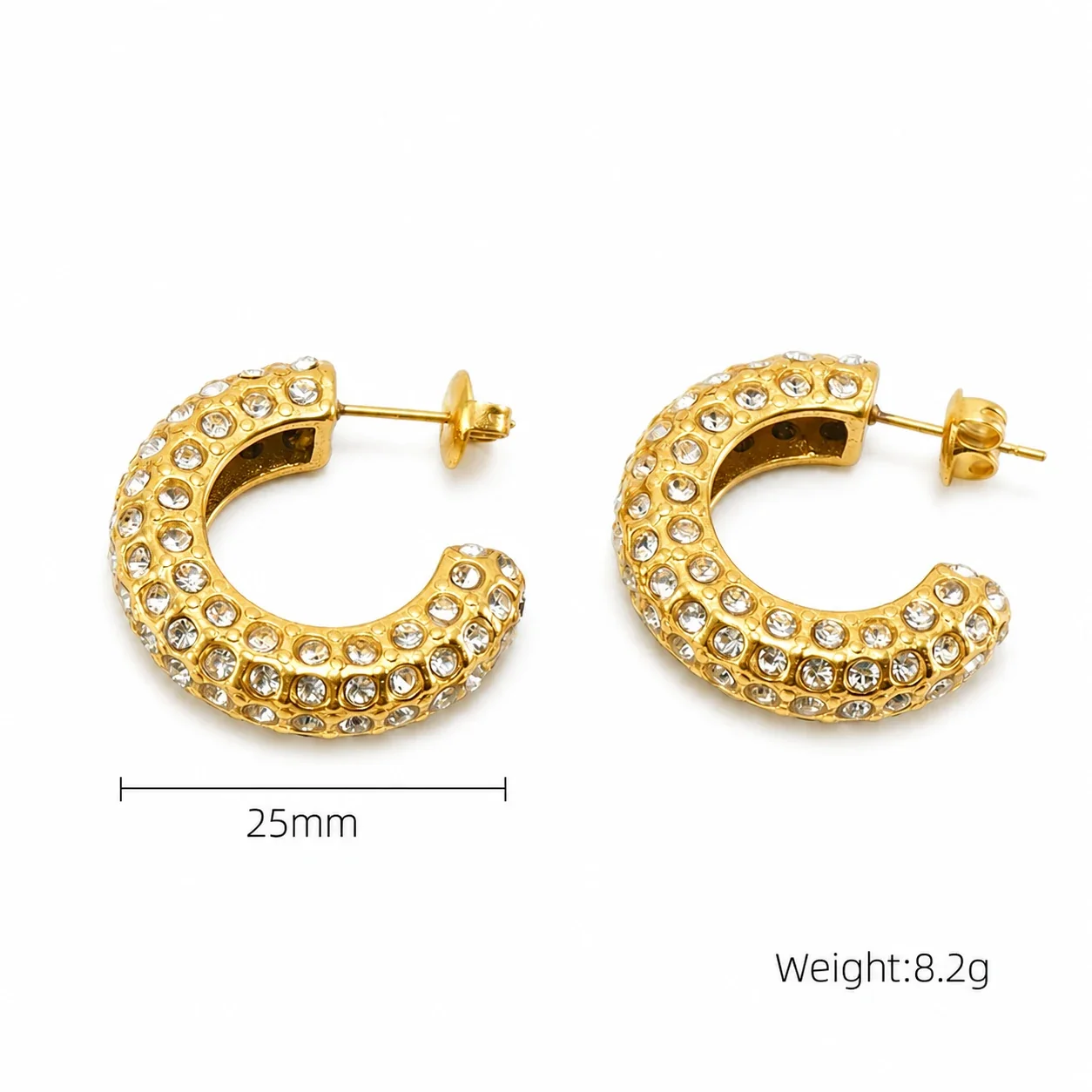 Sculptural 18K Gold-Plated Pavé Dome Hoop Earrings