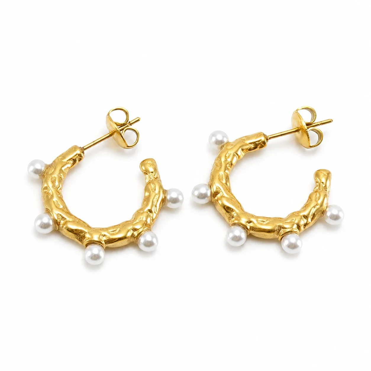 Sculptural 18K Gold-Plated Pavé Dome Hoop Earrings - Gold Full Pavé Dome Hoop