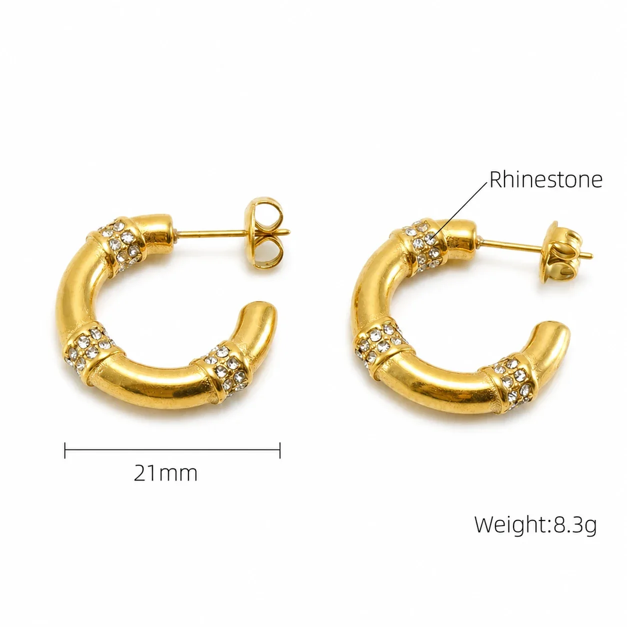 Sculptural 18K Gold-Plated Pavé Dome Hoop Earrings - Gold Channel Crystal Hoop