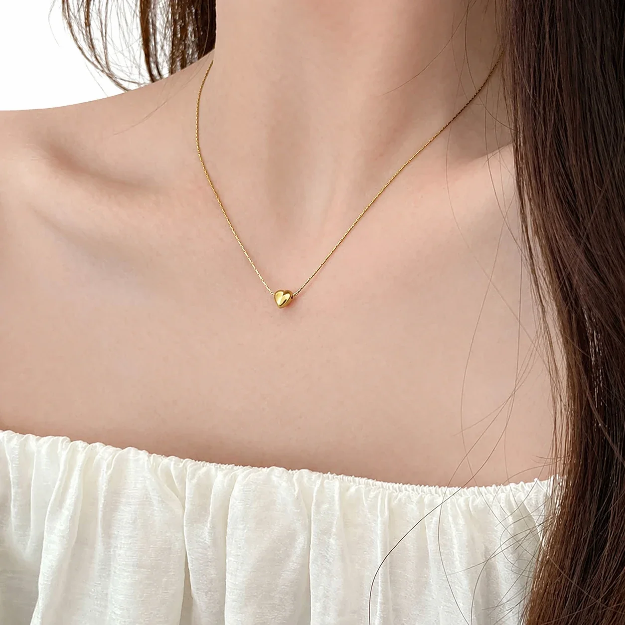 Foto prodotto: Heart Pendant Snake Chain Stainless Steel Necklace