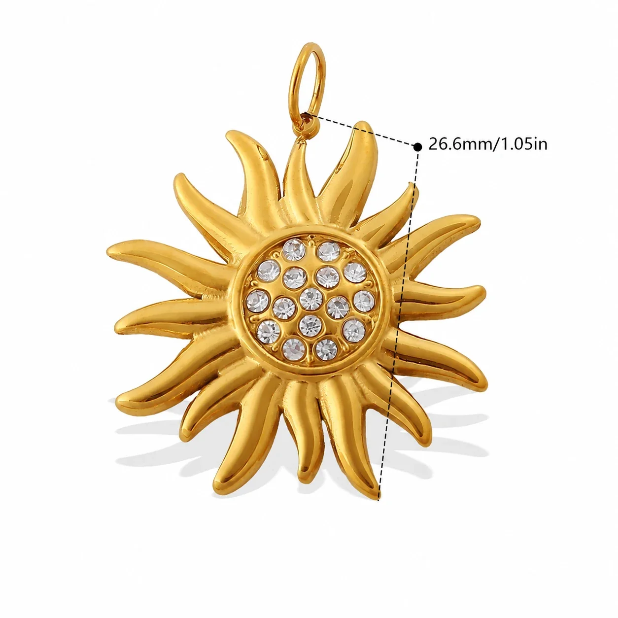 Foto del producto: Dijes colgantes de acero inoxidable, celestiales y de corazón, chapados en oro de 18K