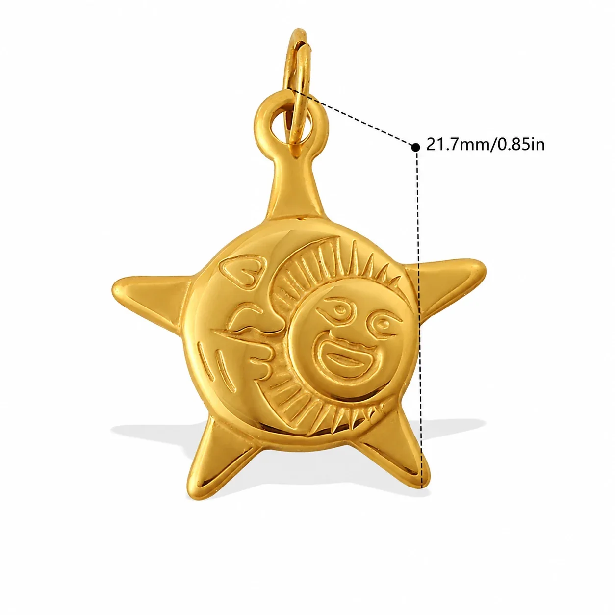 Foto del producto: Dijes colgantes de acero inoxidable, celestiales y de corazón, chapados en oro de 18K