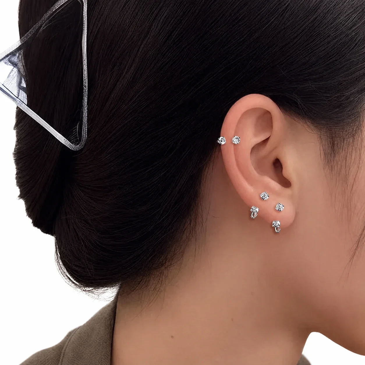 Polished 316 Stainless Steel Horseshoe CZ Ear Cuff