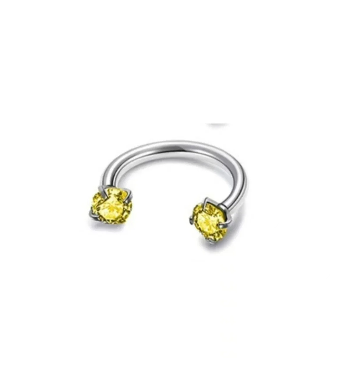 Polished 316 Stainless Steel Horseshoe CZ Ear Cuff - Yellow