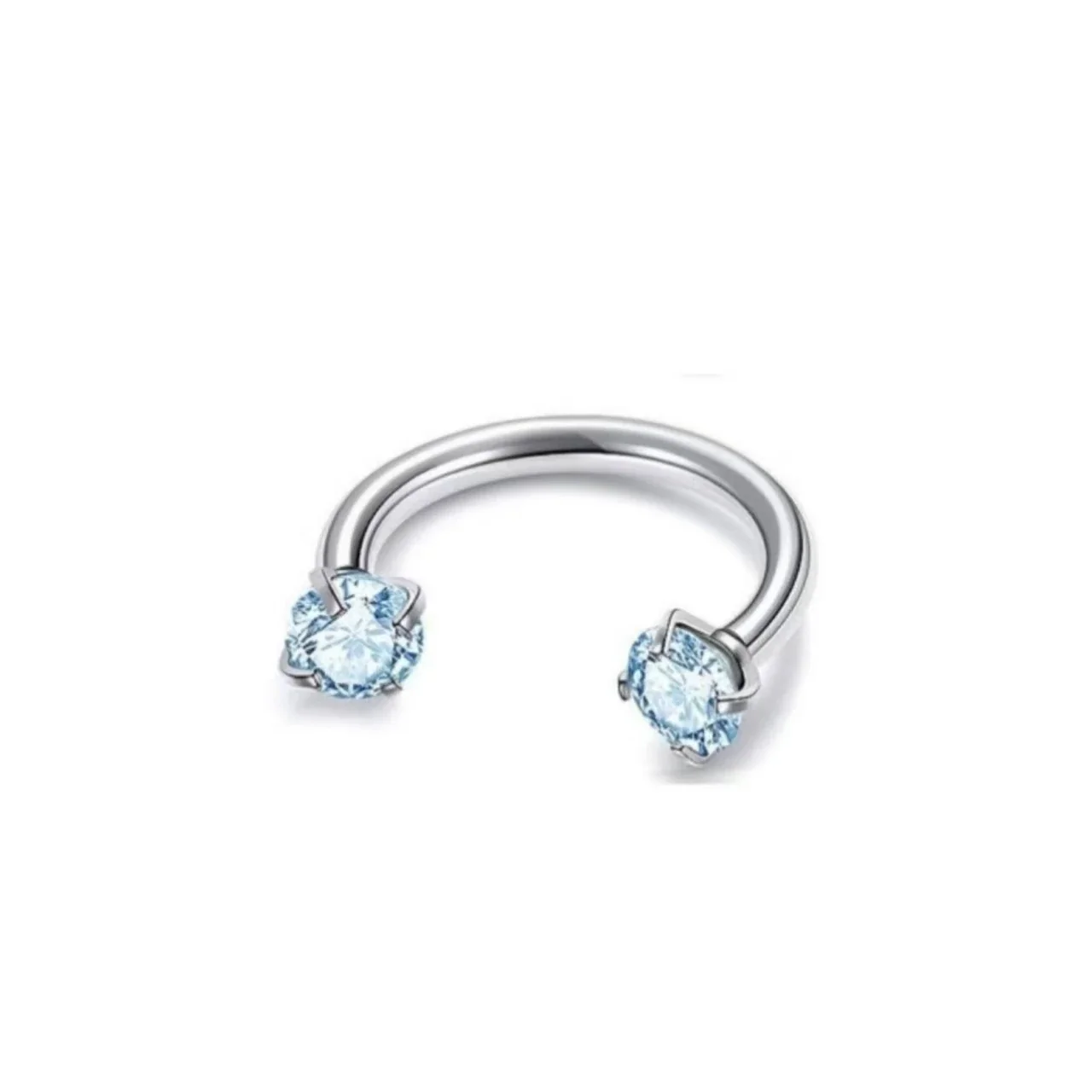 Polished 316 Stainless Steel Horseshoe CZ Ear Cuff - Blue Shift