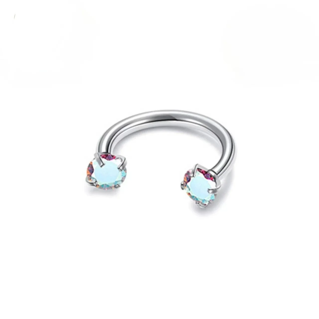 Polished 316 Stainless Steel Horseshoe CZ Ear Cuff - AB