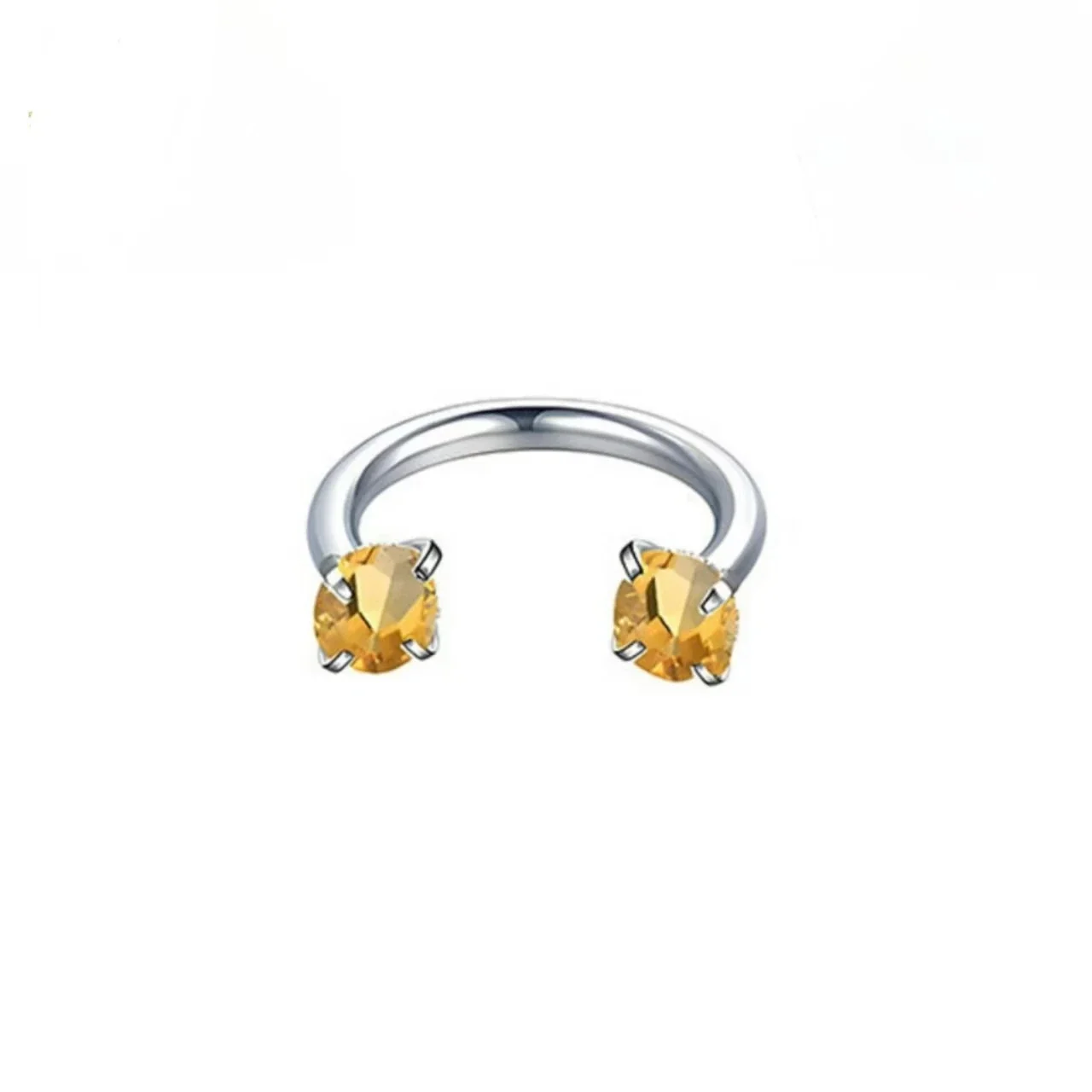 Polished 316 Stainless Steel Horseshoe CZ Ear Cuff - Champagne
