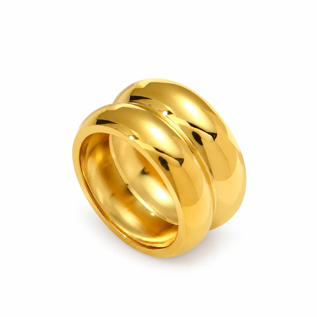 Wide Dome Band Ring with Rounded Profile, Stainless Steel