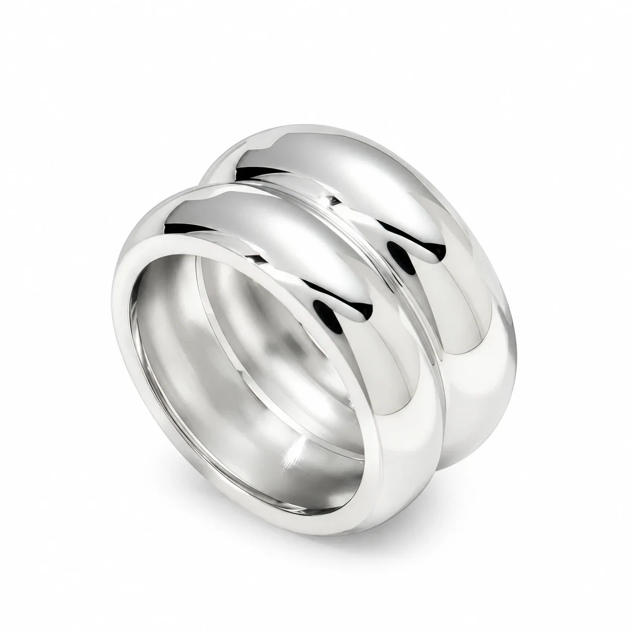 Wide Dome Band Ring with Rounded Profile, Stainless Steel