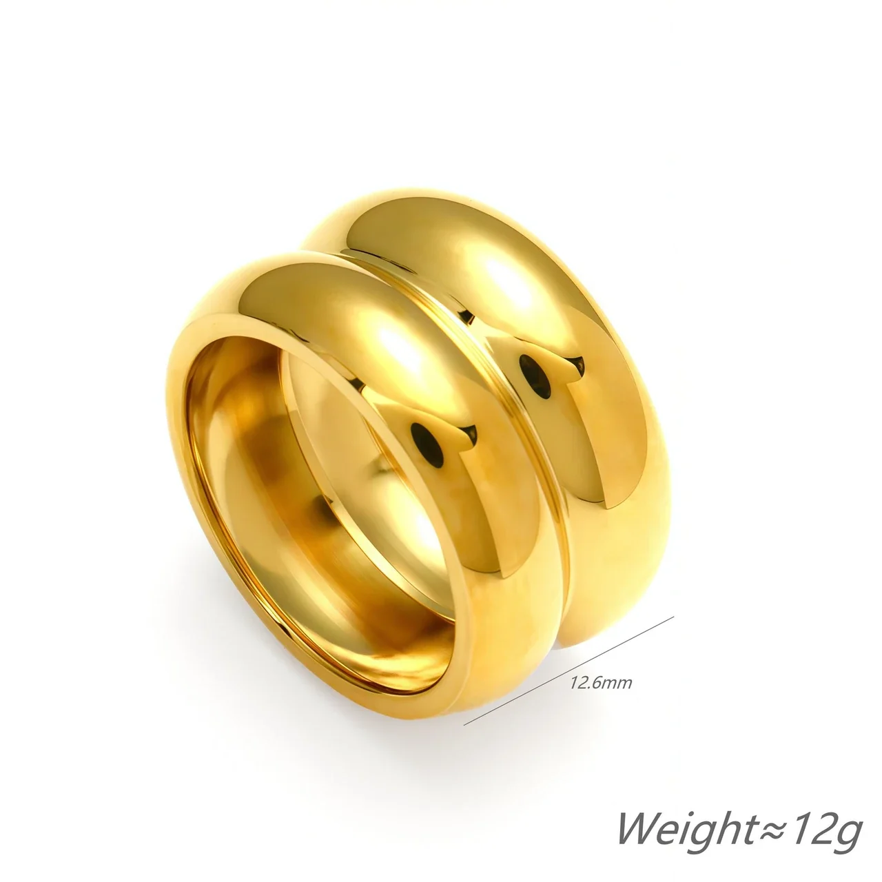 Wide Dome Band Ring with Rounded Profile, Stainless Steel