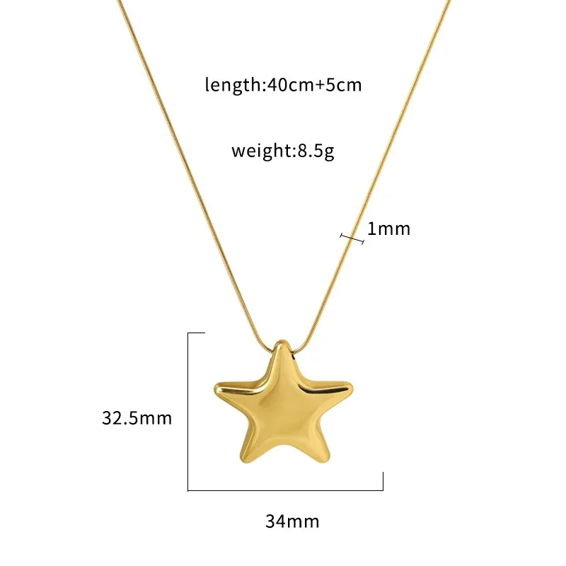 Star Pendant Necklace with Snake Chain in Gold-Tone Stainless Steel - Gold