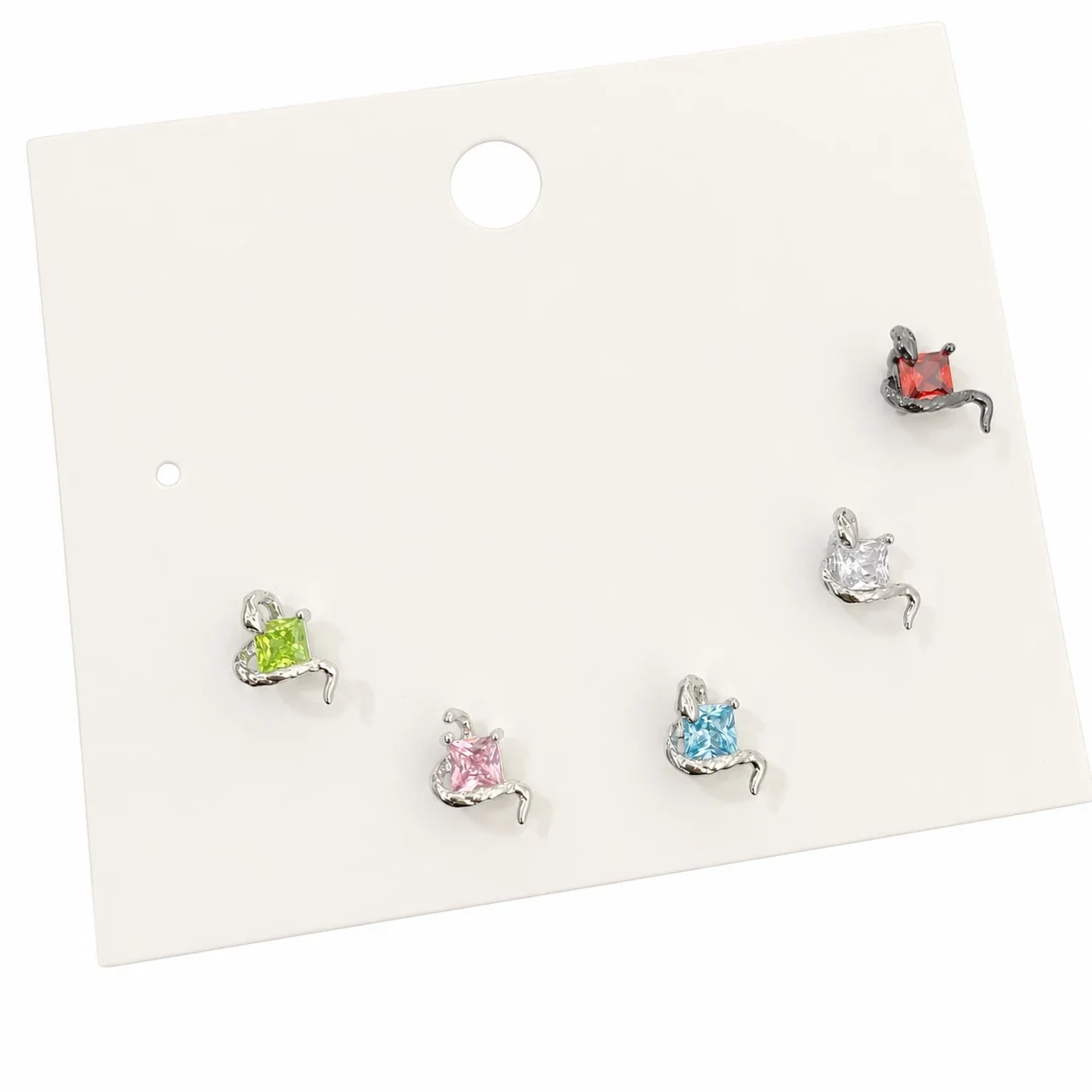 Tiny 316 Stainless Steel Snake Wrap CZ Stud Earrings