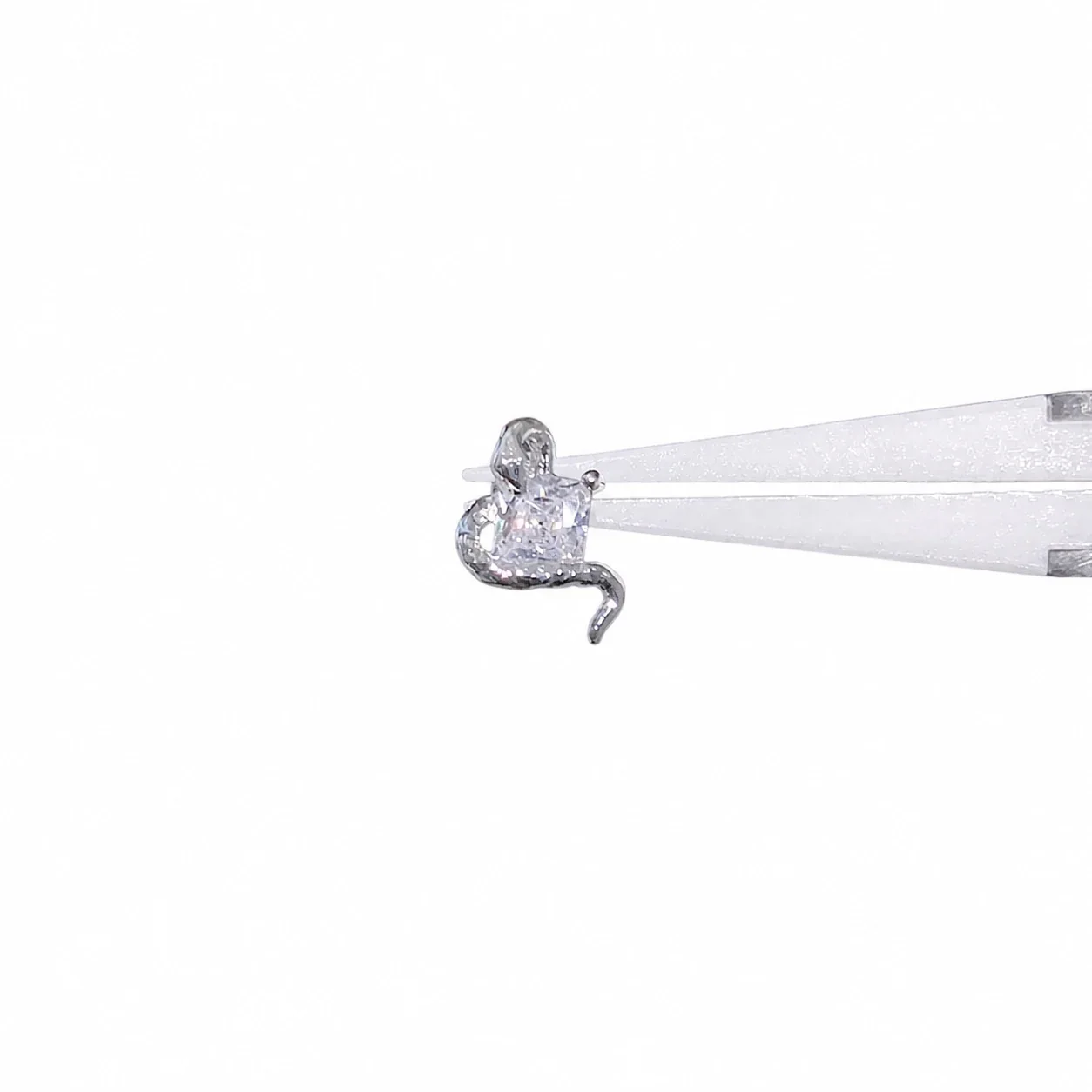 Tiny 316 Stainless Steel Snake Wrap CZ Stud Earrings - White CZ