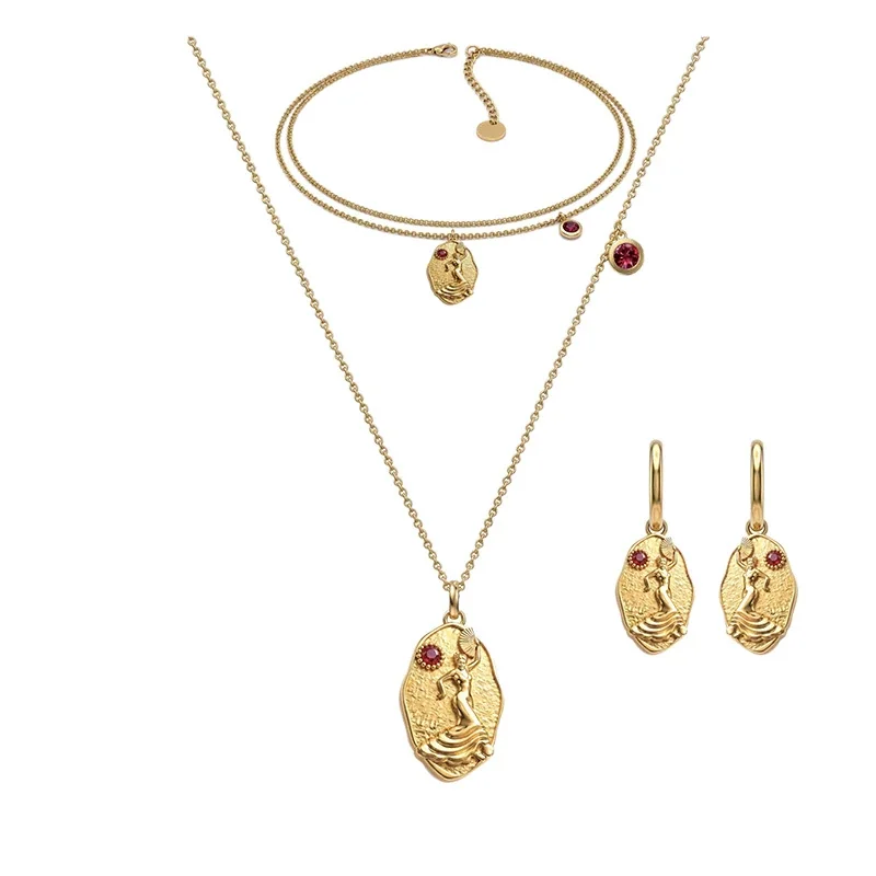Goddess Ruby Crystal 316 Stainless Steel Jewelry Set