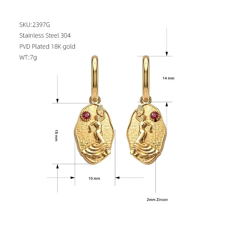 Goddess Ruby Crystal 316 Stainless Steel Jewelry Set - Gold