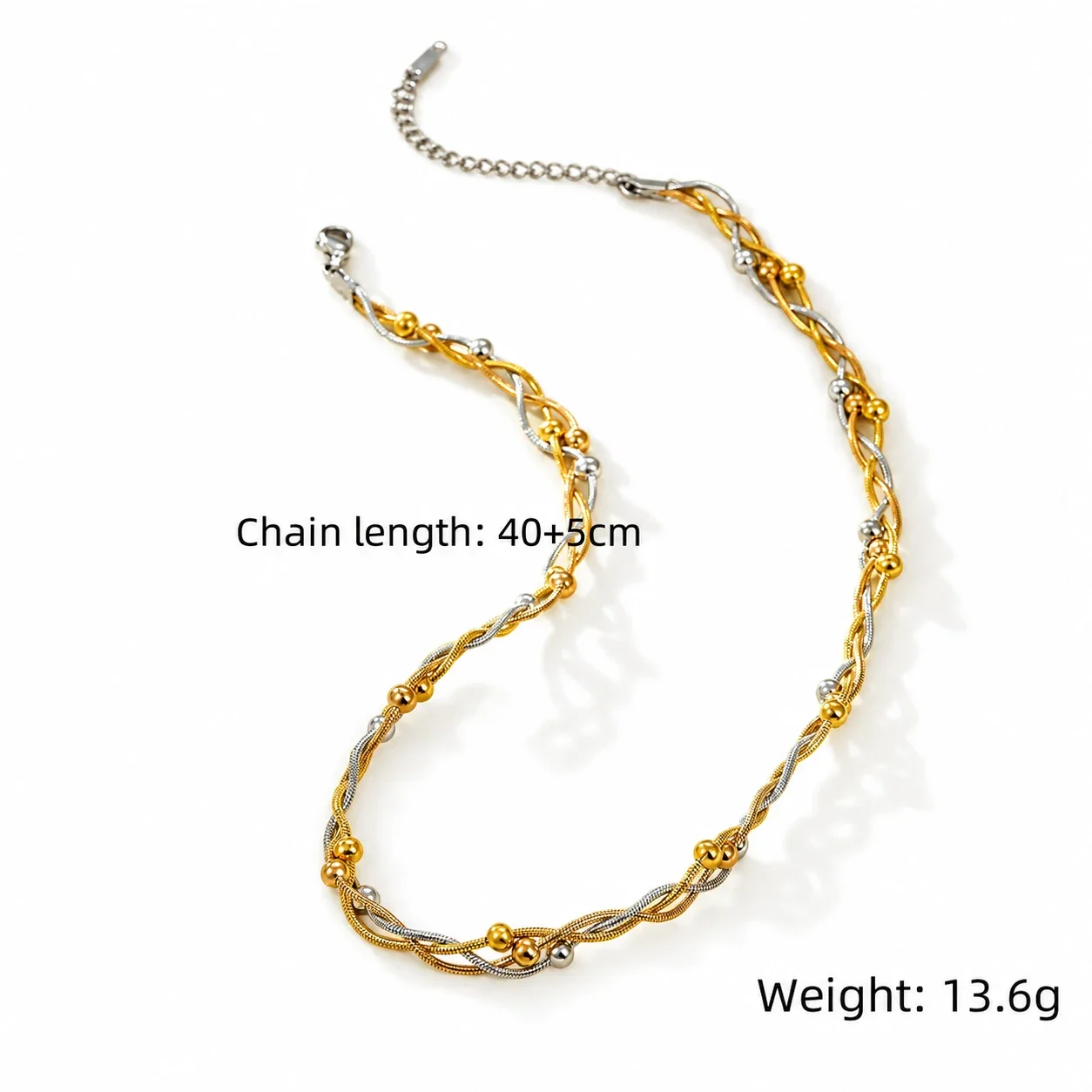 Tweekleurige ketting met gemengde schakels van met 18K goud verguld staal productfoto