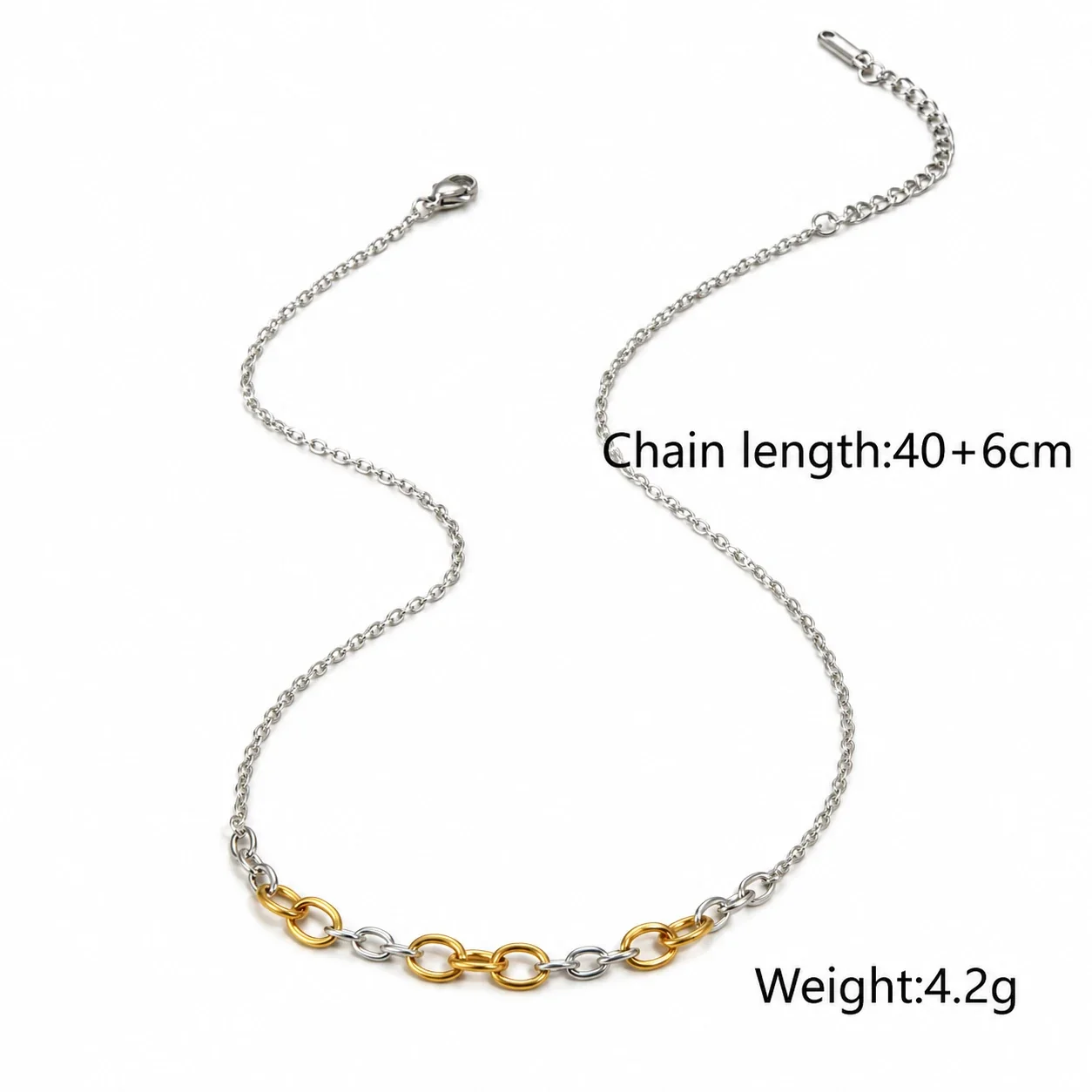 Tweekleurige ketting met gemengde schakels van met 18K goud verguld staal productfoto