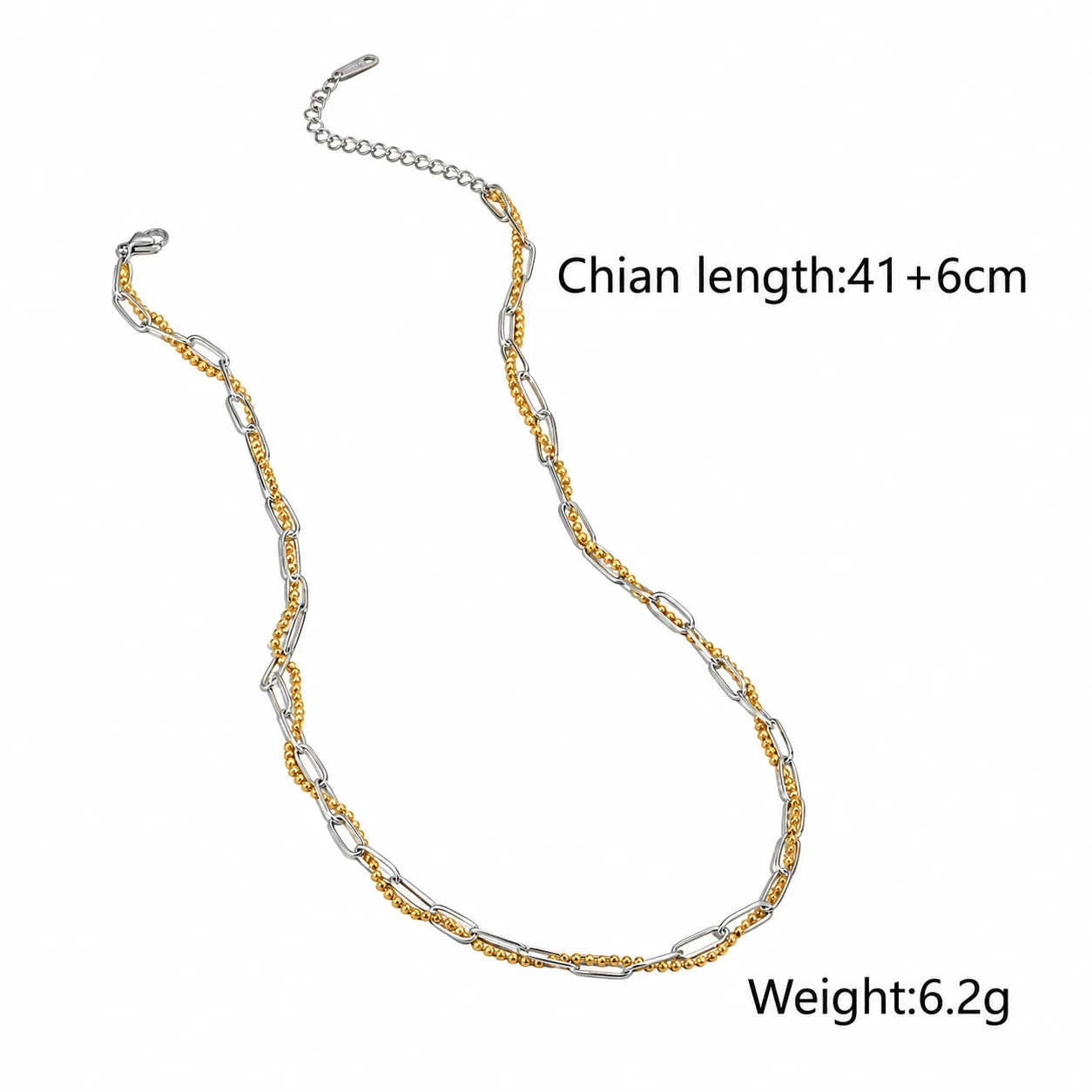 Tweekleurige ketting met gemengde schakels van met 18K goud verguld staal productfoto