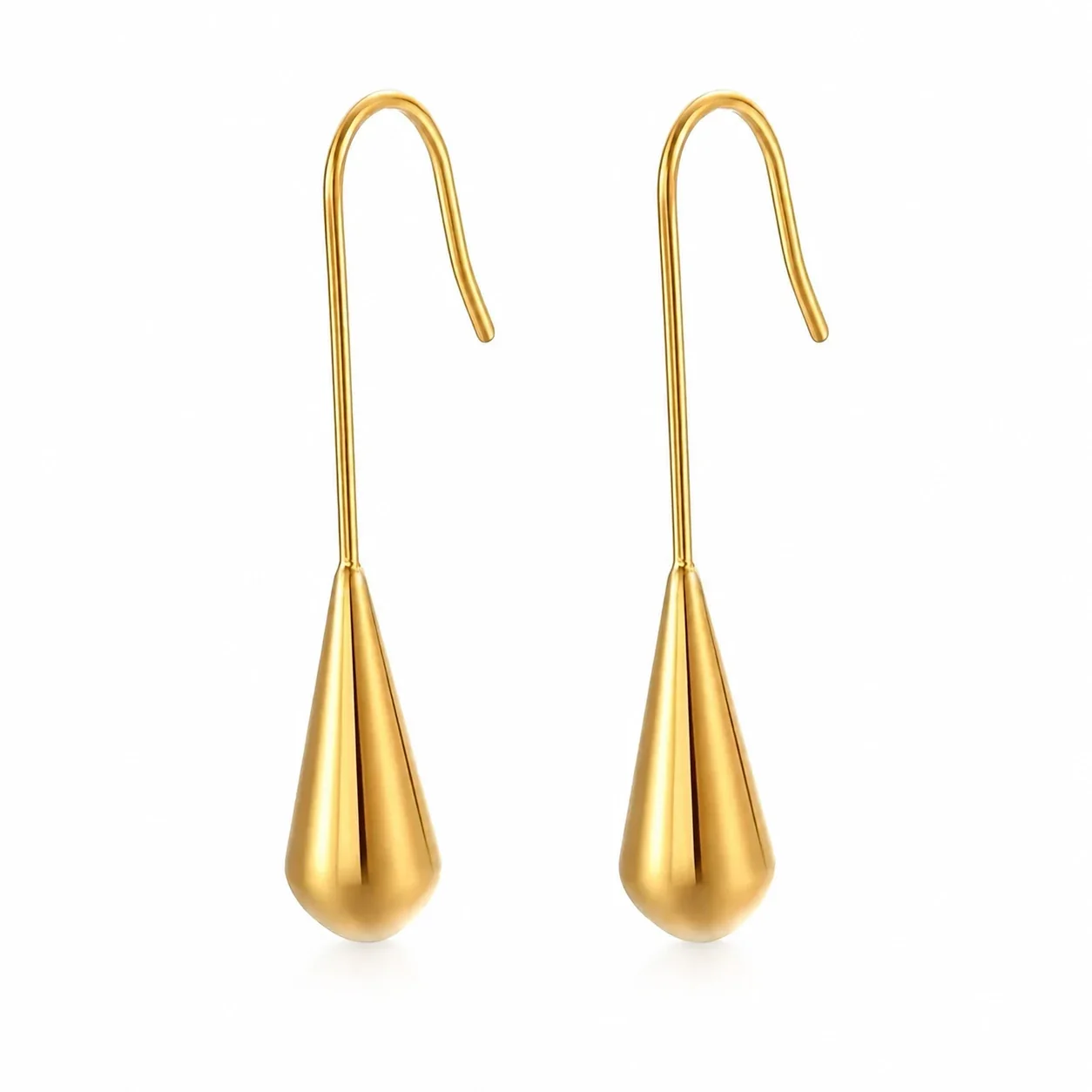 Sleek Stainless Steel Teardrop Hook Drop Earrings