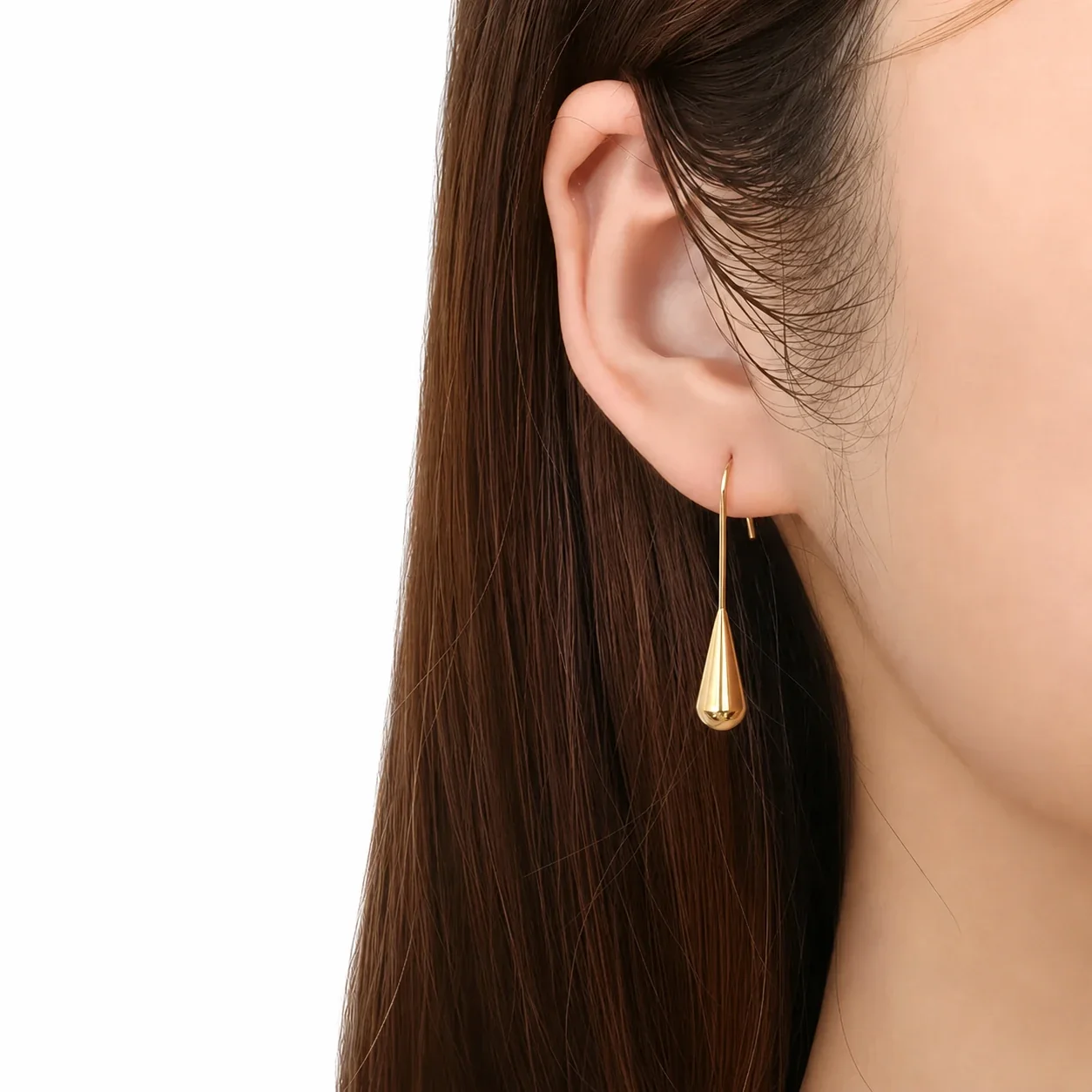 Sleek Stainless Steel Teardrop Hook Drop Earrings