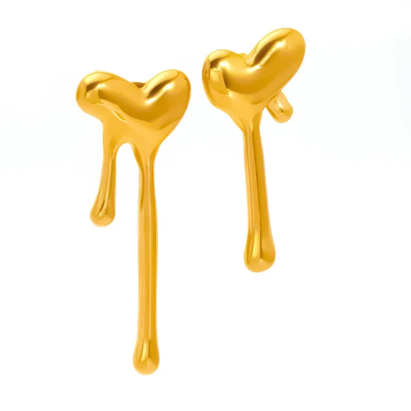 Sculptural Gold-Plated Stainless Steel Ribbed Fan Earrings