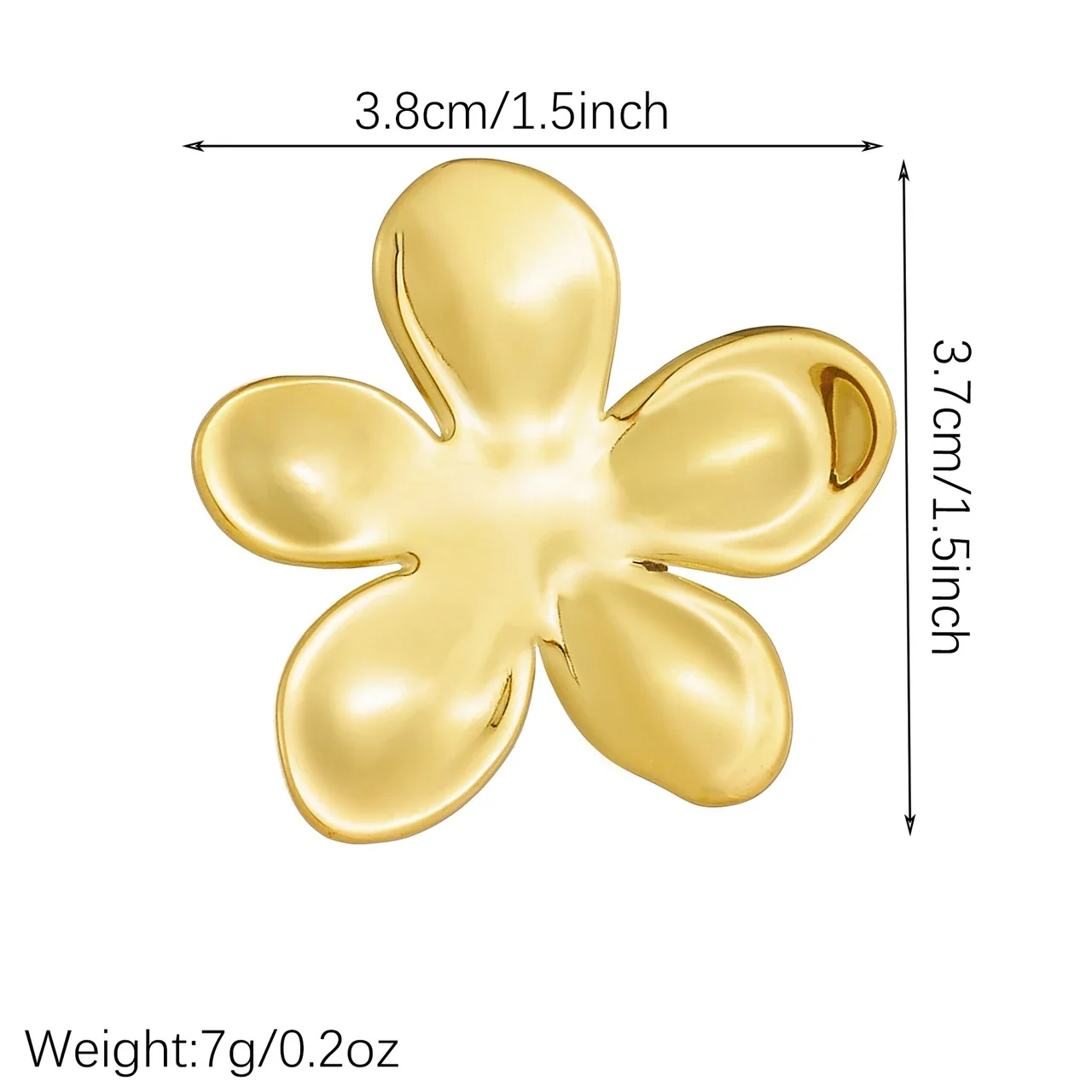 Flower Brooch with Five Domed Petals in Stainless Steel