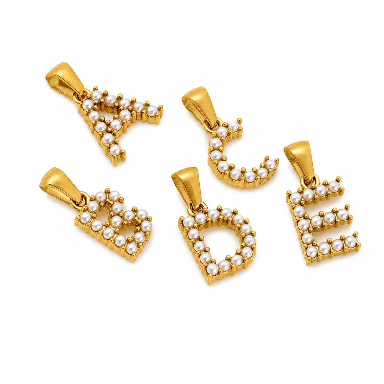 Polished Gold-Plated Pearl Initial Pendant