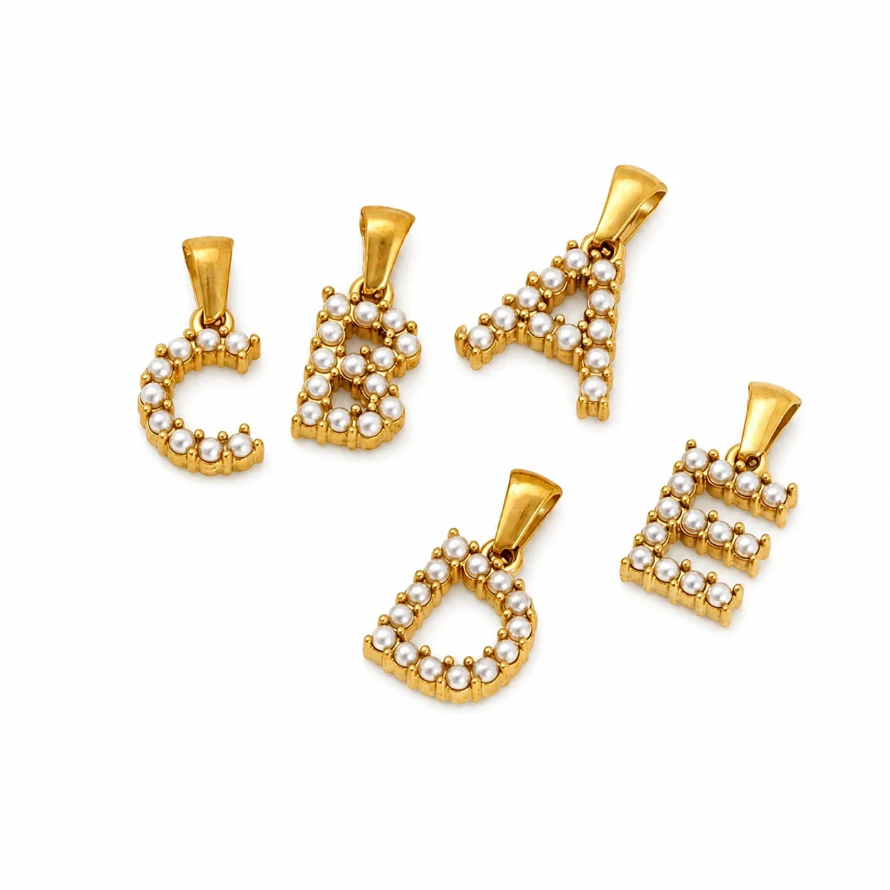 Polished Gold-Plated Pearl Initial Pendant