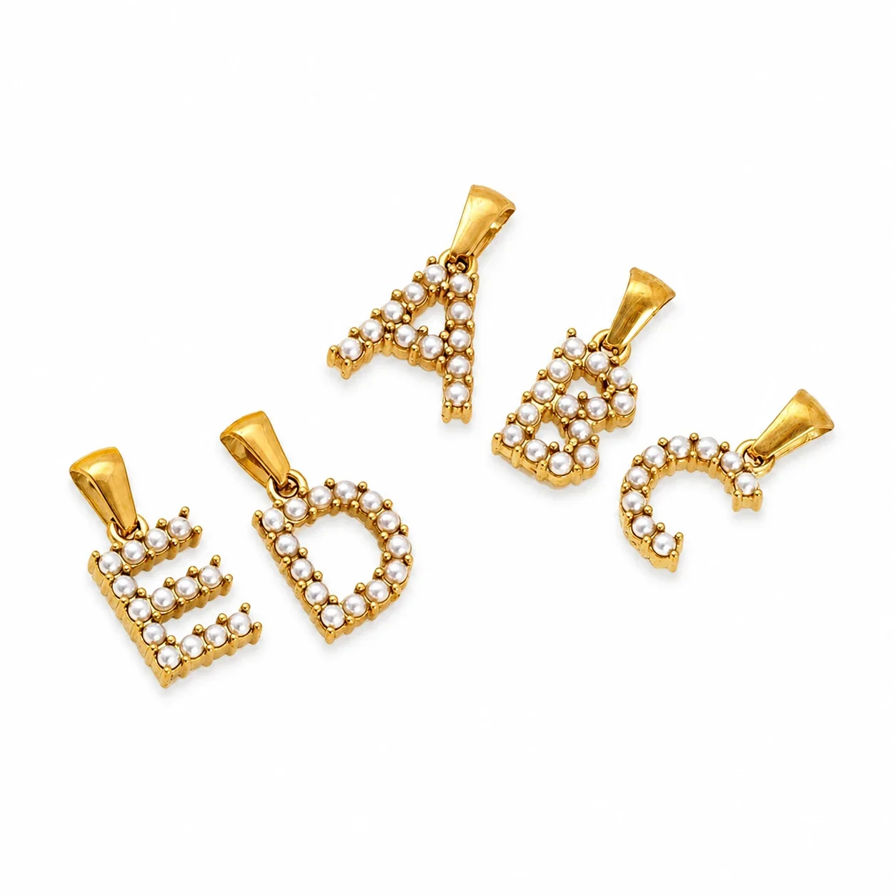 Polished Gold-Plated Pearl Initial Pendant