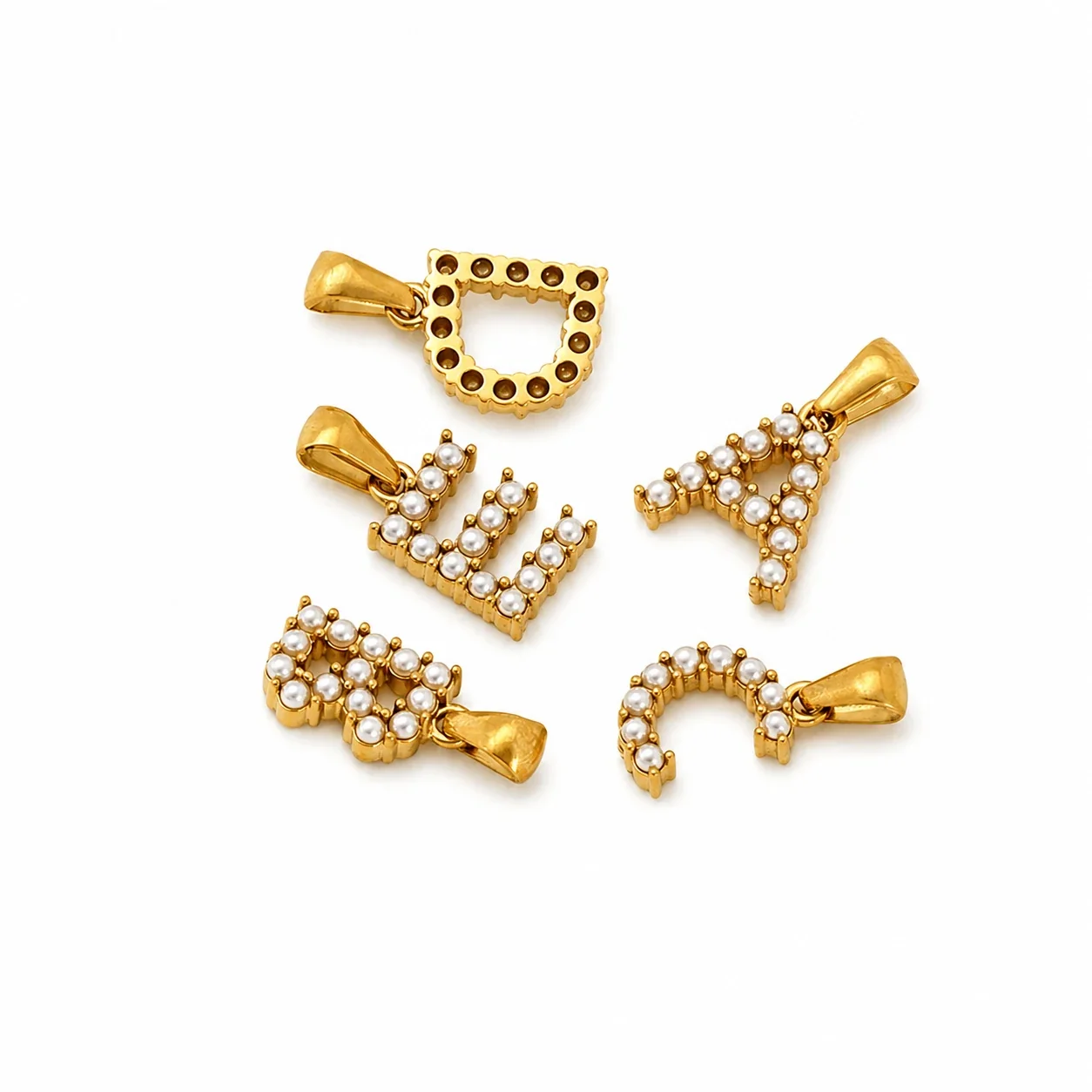 Polished Gold-Plated Pearl Initial Pendant