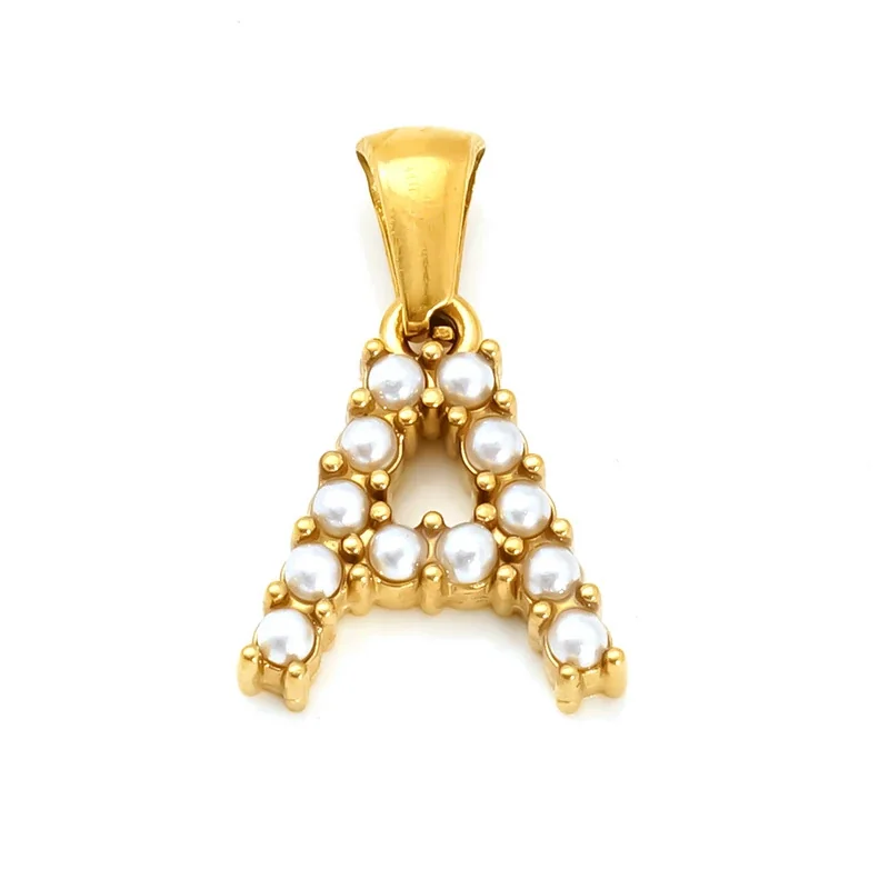 Polished Gold-Plated Pearl Initial Pendant