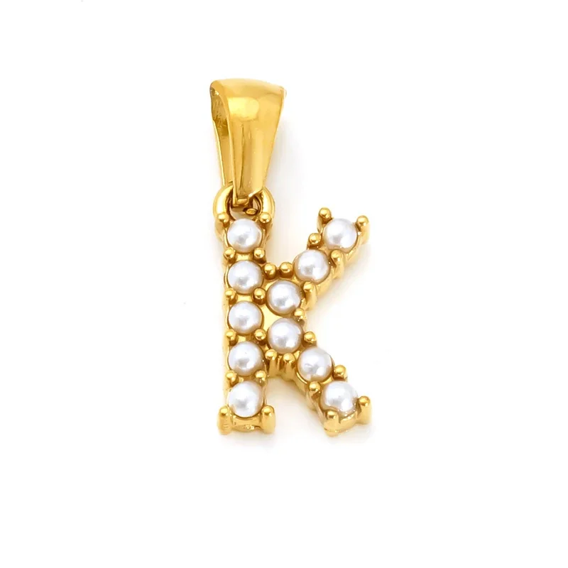 Polished Gold-Plated Pearl Initial Pendant - Gold K Pearl
