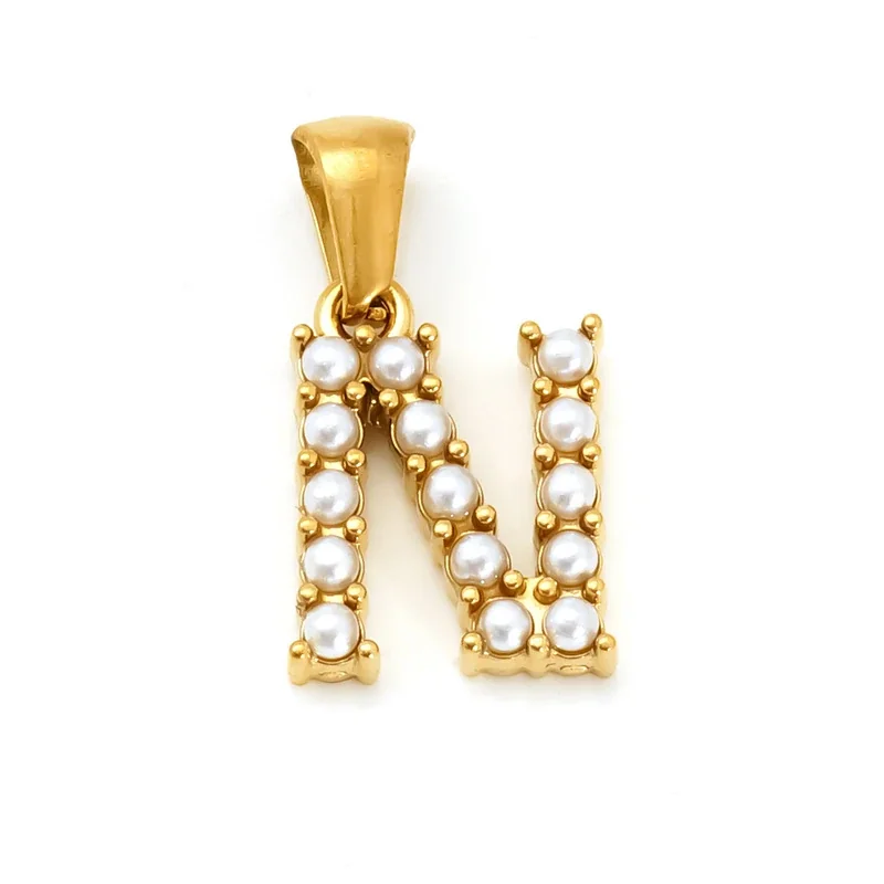 Polished Gold-Plated Pearl Initial Pendant - Gold N Pearl