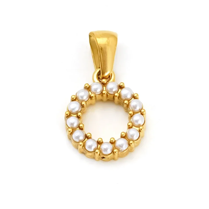 Polished Gold-Plated Pearl Initial Pendant - Gold O Pearl