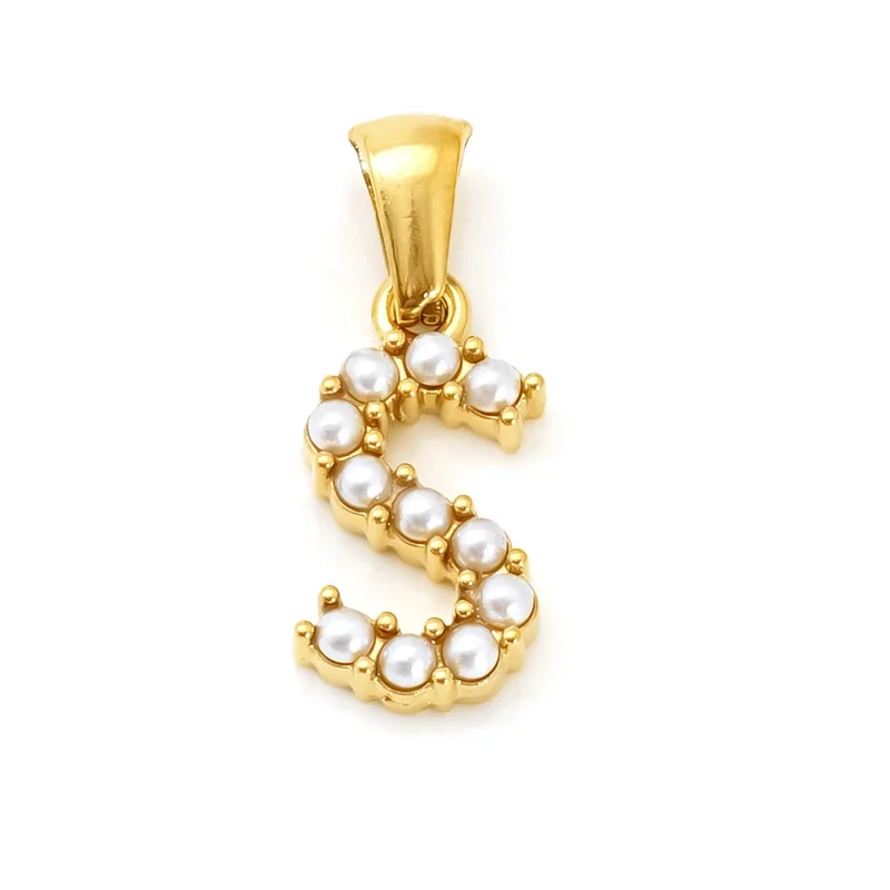 Polished Gold-Plated Pearl Initial Pendant - Gold S Pearl