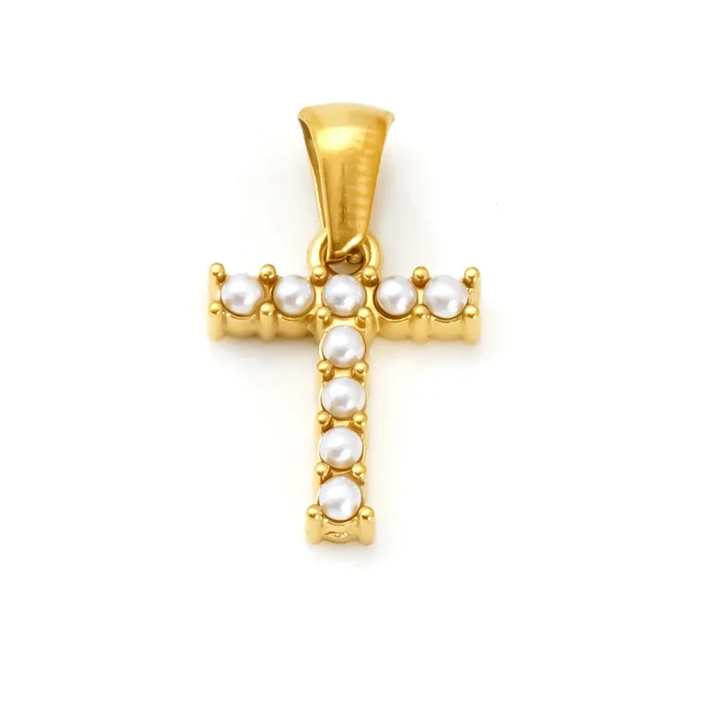 Polished Gold-Plated Pearl Initial Pendant - Gold T Pearl
