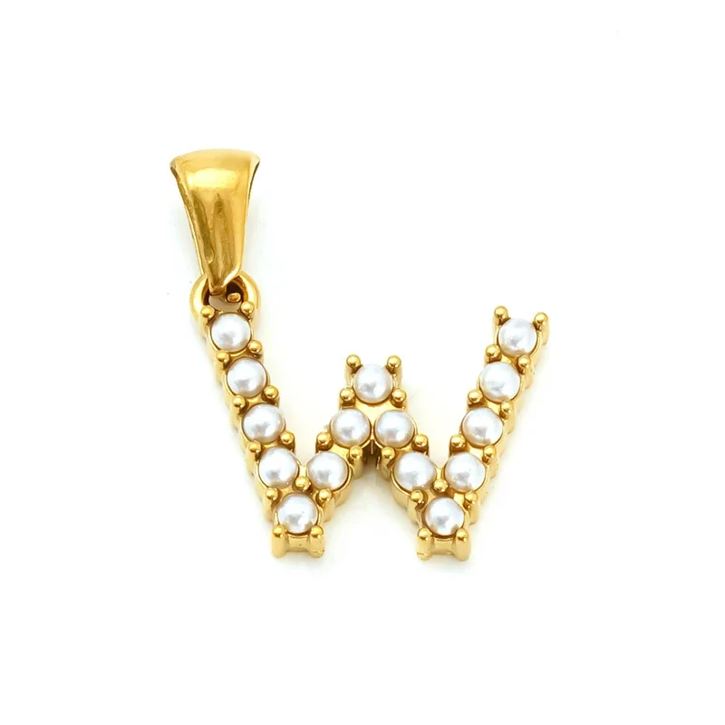 Polished Gold-Plated Pearl Initial Pendant - Gold W Pearl