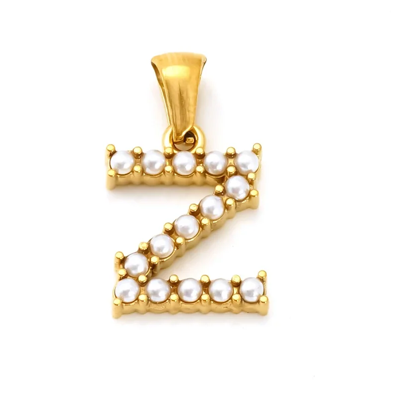 Polished Gold-Plated Pearl Initial Pendant - Gold Z Pearl