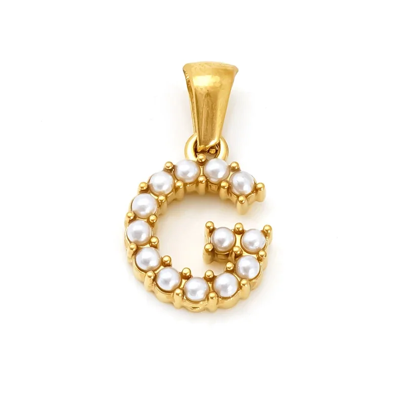 Polished Gold-Plated Pearl Initial Pendant - Gold G Pearl