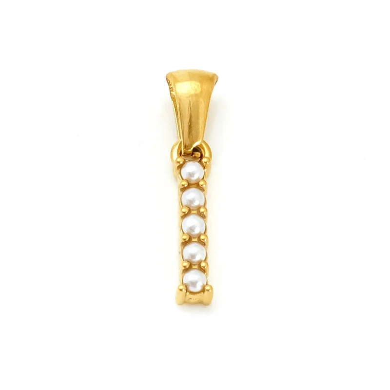 Polished Gold-Plated Pearl Initial Pendant - Gold I Pearl