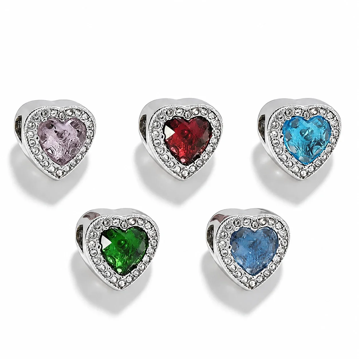 Polished Stainless Steel Heart Stone Bracelet Charm