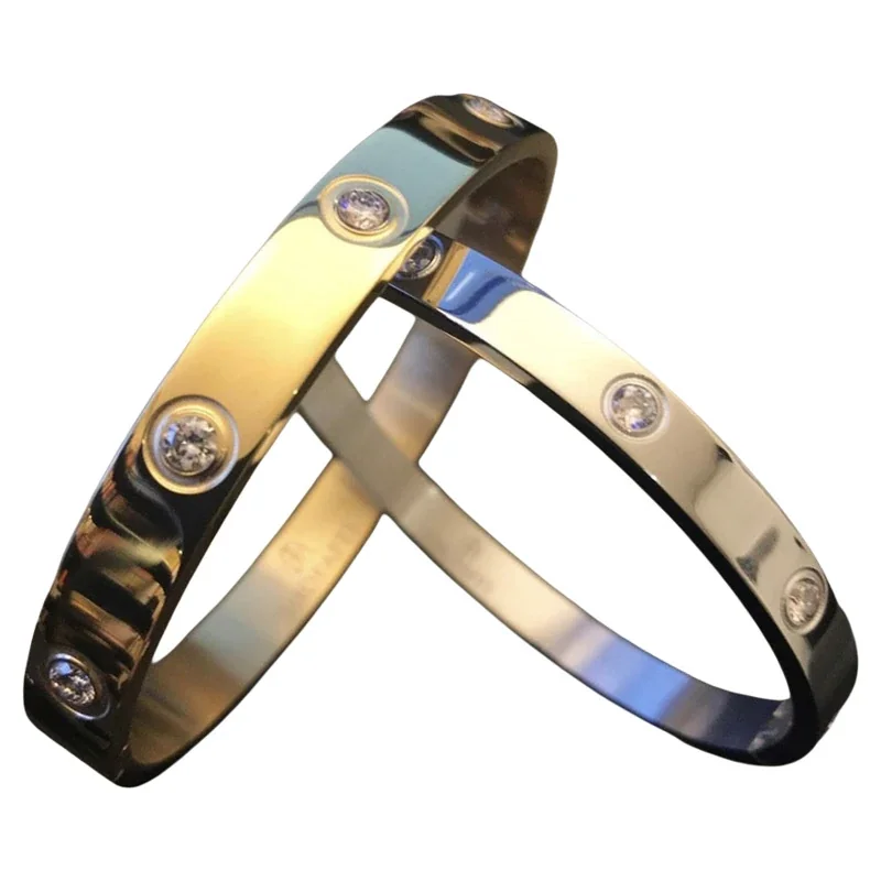 Polished 316 Stainless Steel CZ Bangle Bracelet