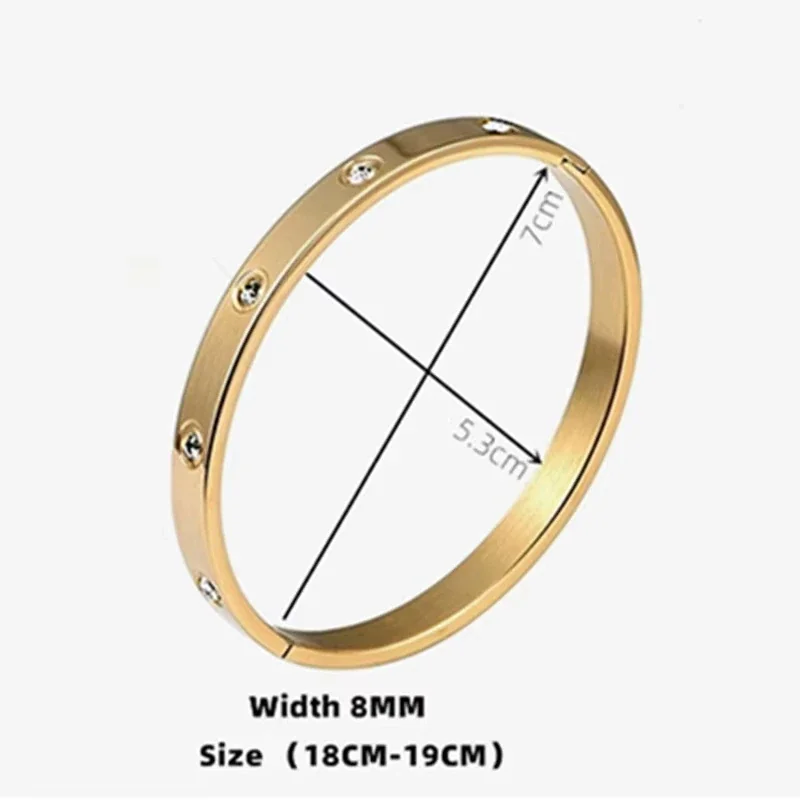 Polished 316 Stainless Steel CZ Bangle Bracelet